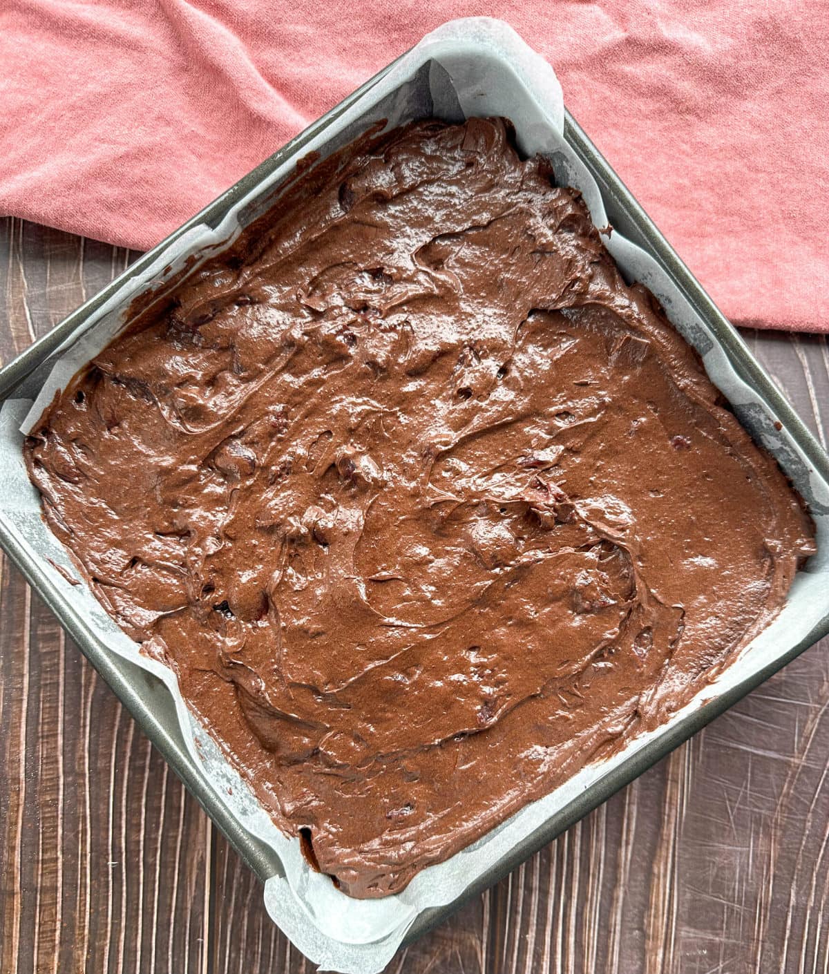 Uncooked brownie before baking 