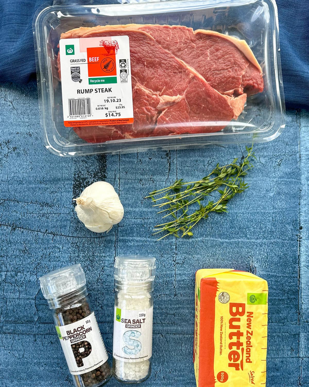 Ingredients for the perfect rump steak