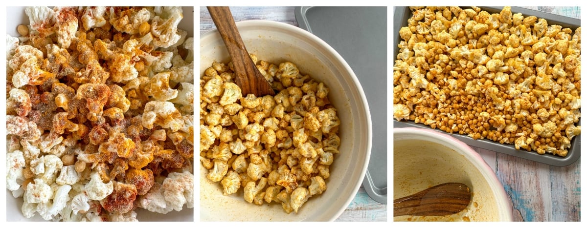 How to roast cauliflower and chickpeas in spices