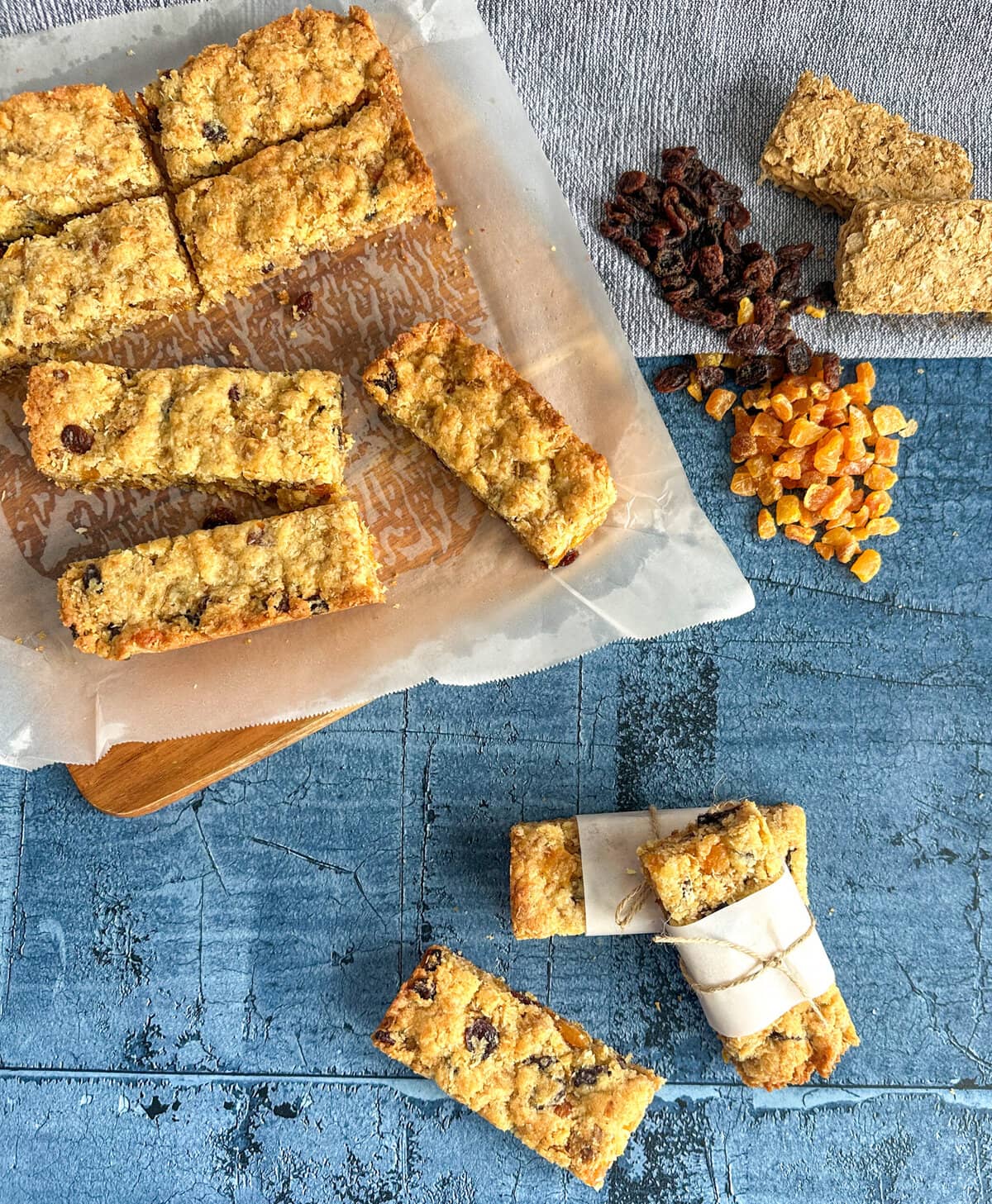 Easy Energy Muesli Bars, made with weetbix and dried fruit, sliced into bars