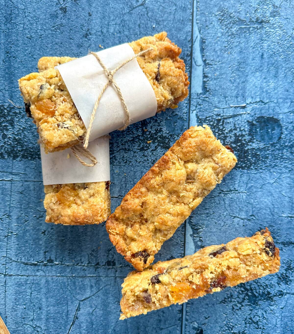 Meusli Bars or Energy bars wrapped in baking paper and twine