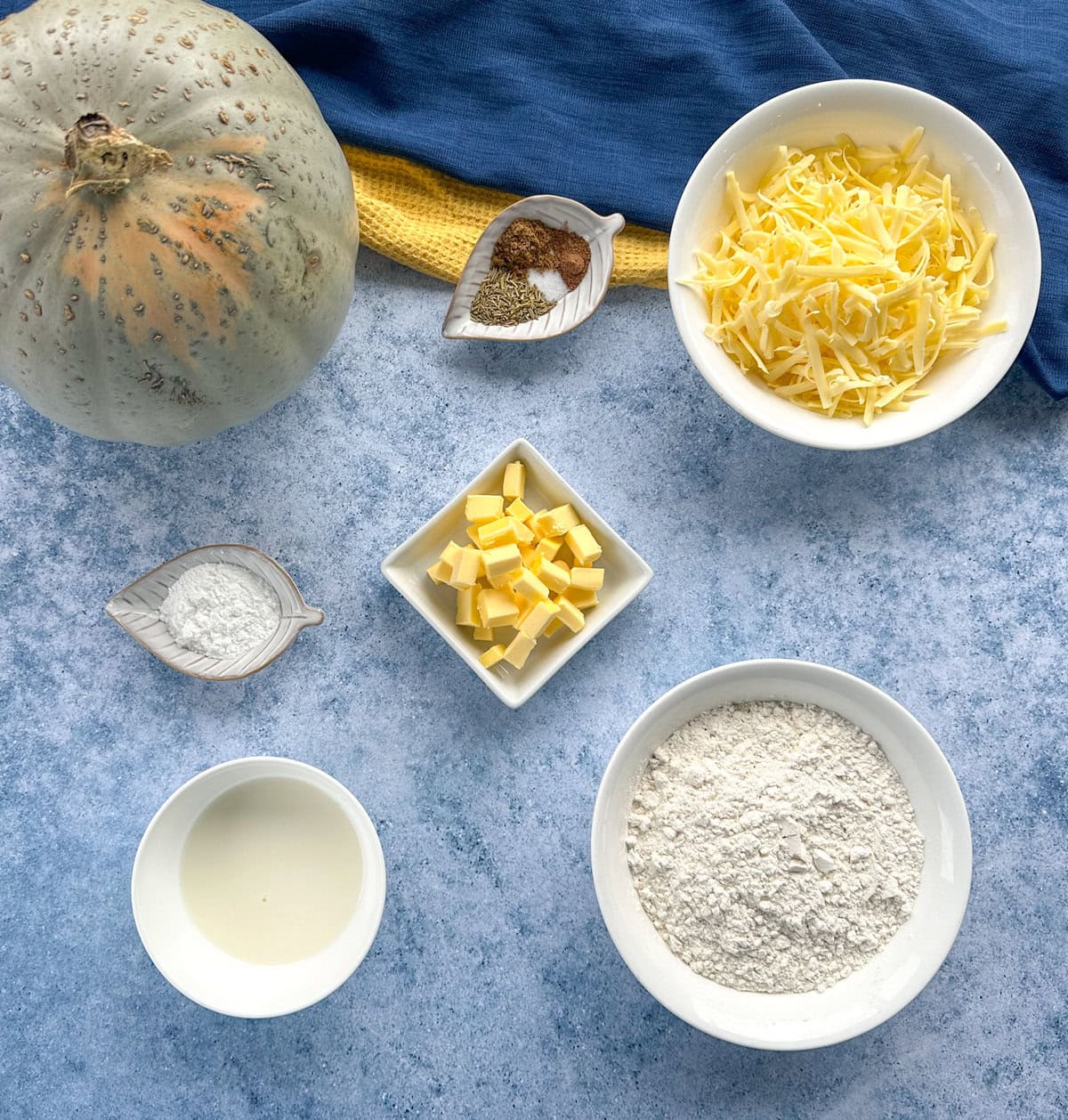 Ingredients for pumpkin and cheese scones