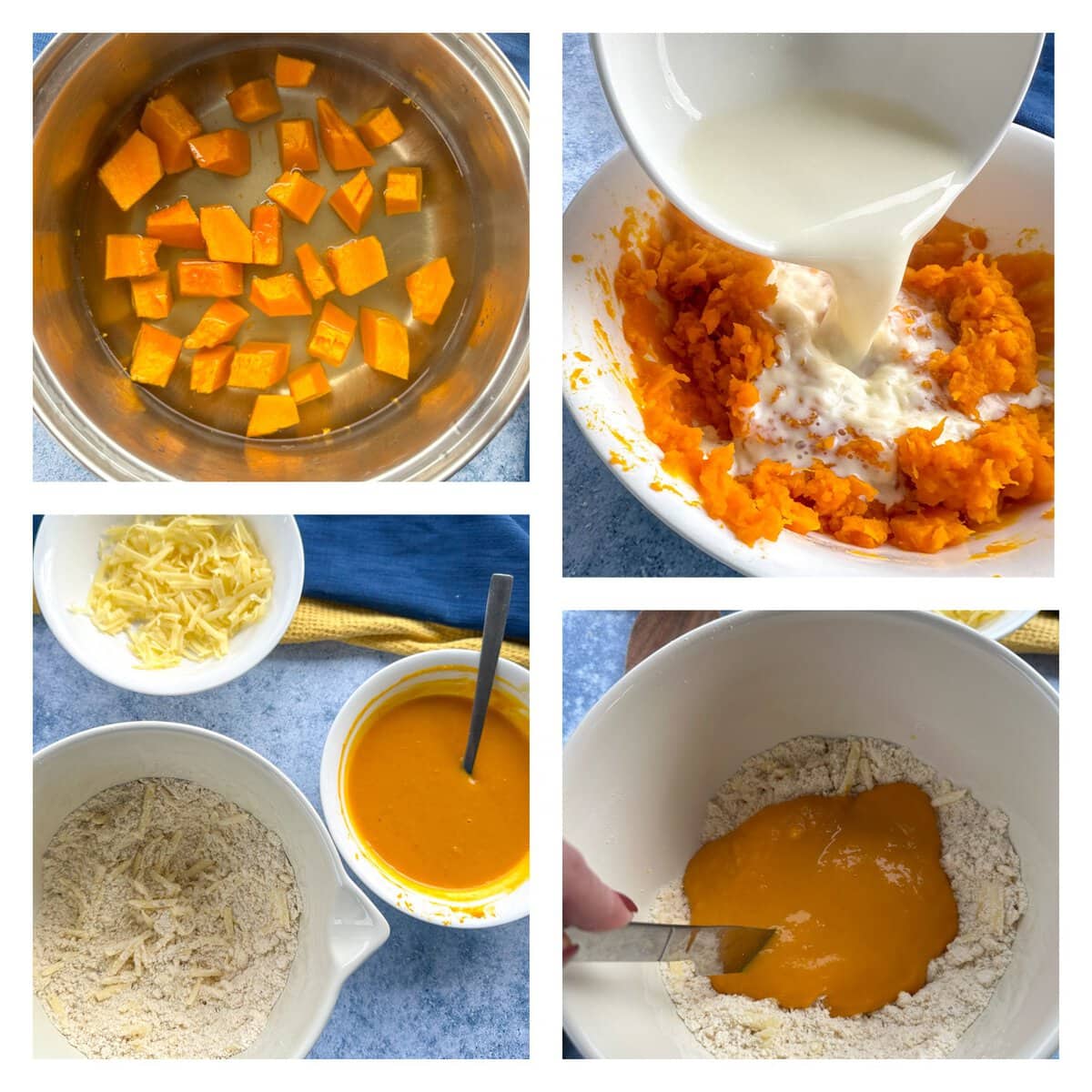 How to prepare the pumpkin puree for making pumpkin and cheese scones