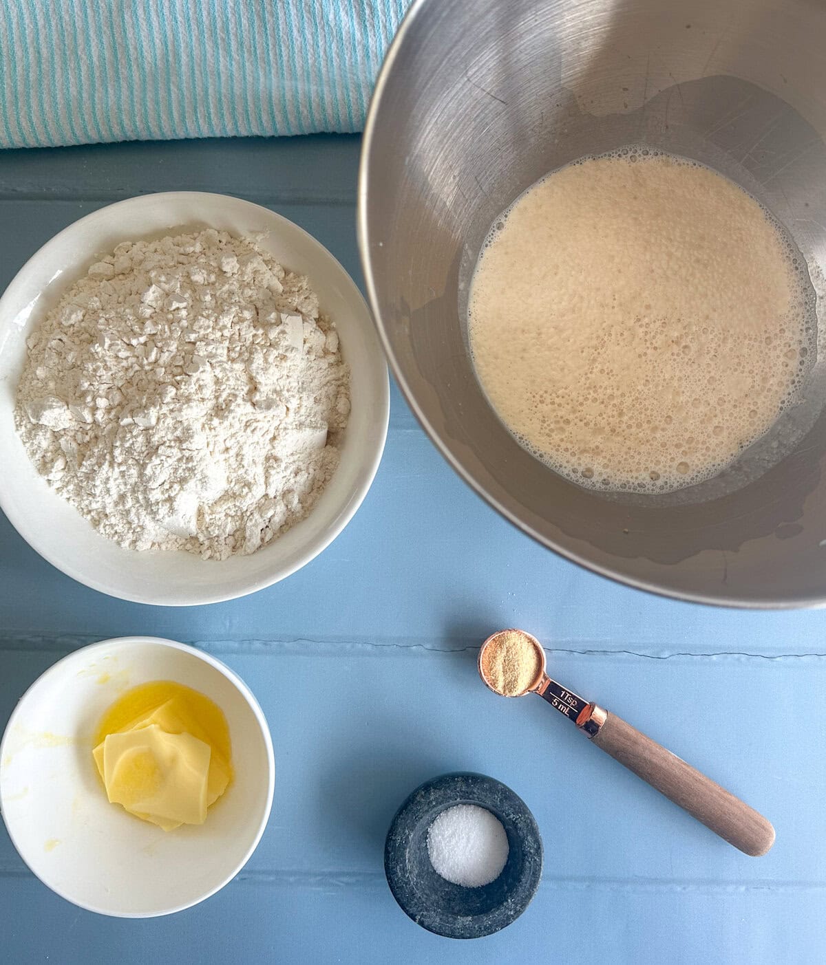 Ingredients used to make yeast bread