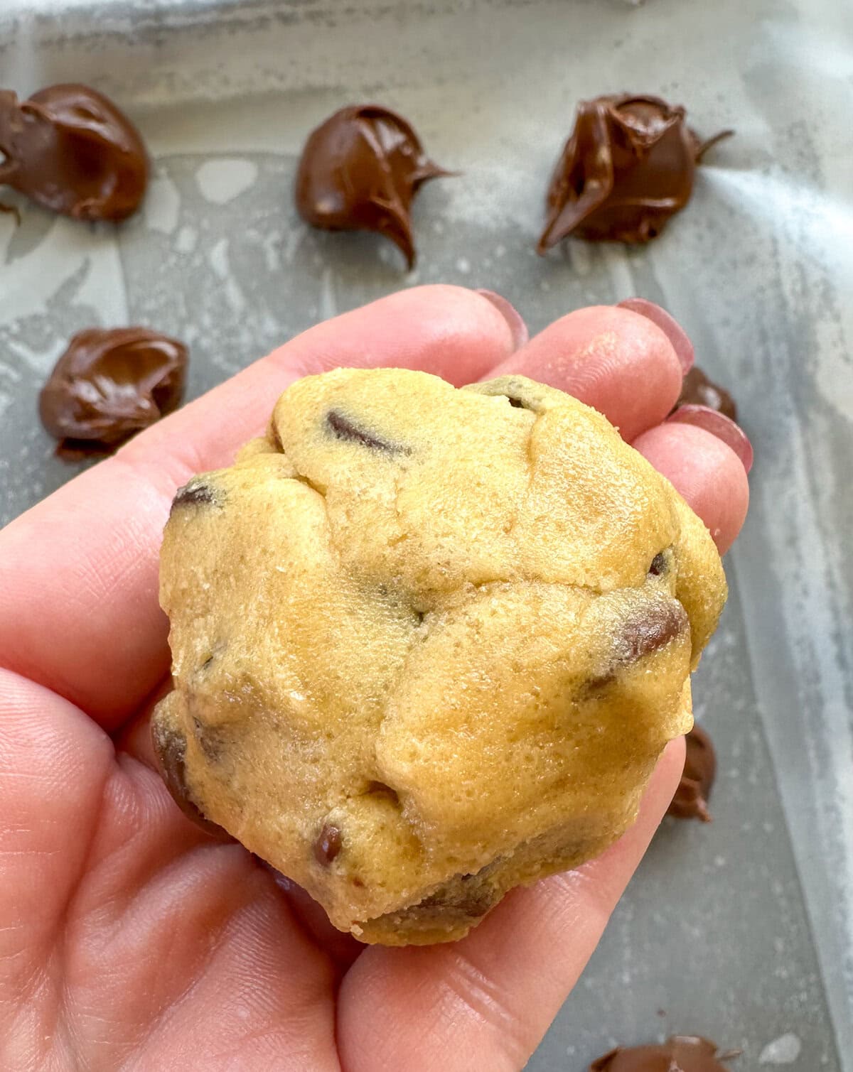 raw cookie dough stuffed with Nutella 