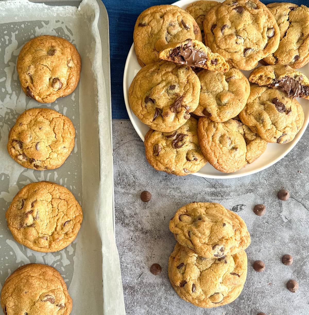 Piles of freshly baked Nutella stuffed cookies