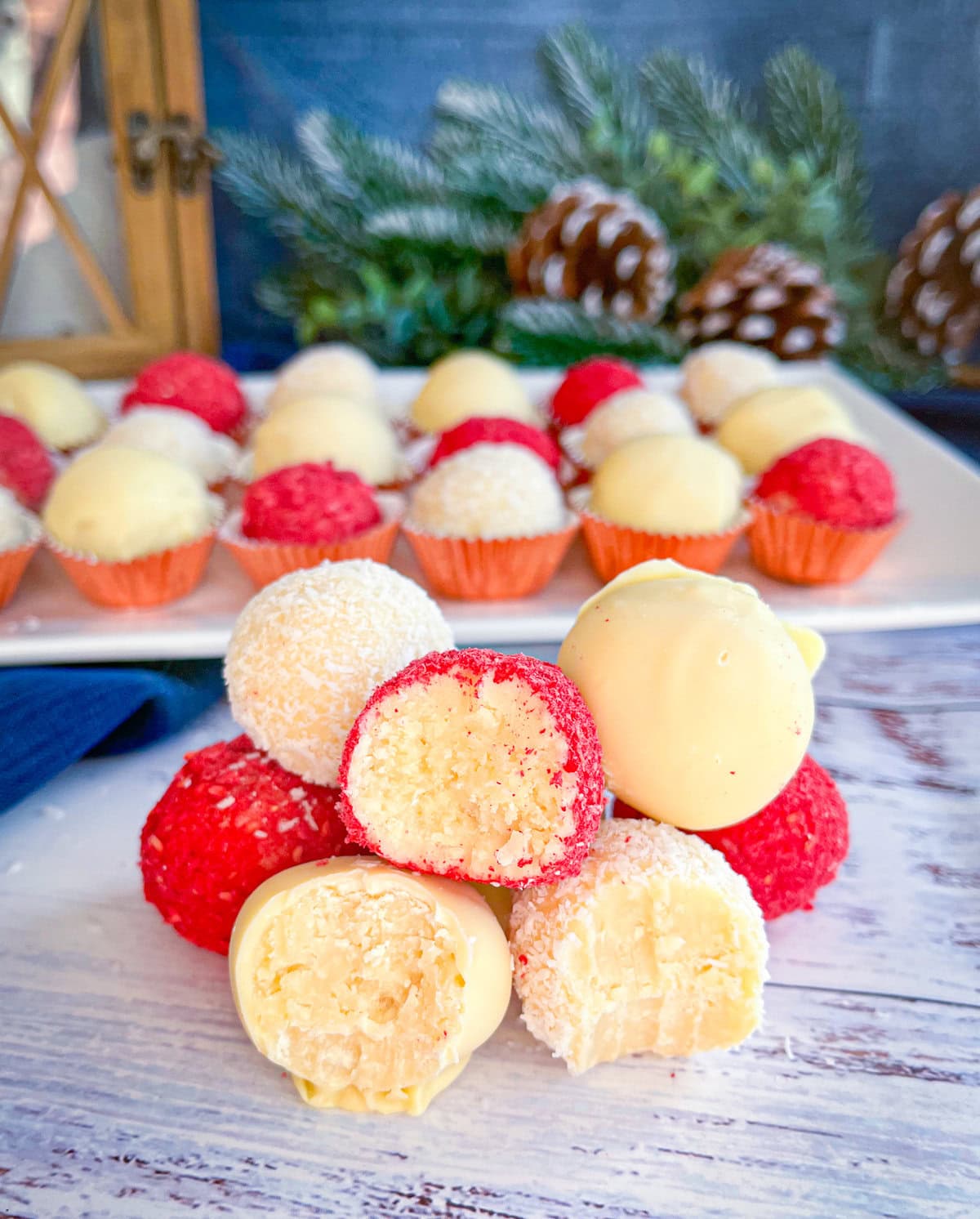 Showing the inside of the white chocolate wafer truffles