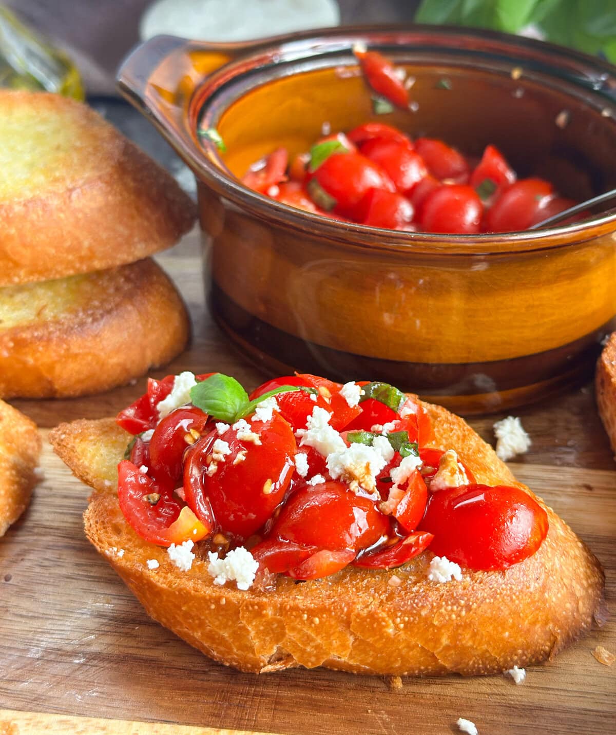 Fresh Cherry Tomato and Basil Bruschetta