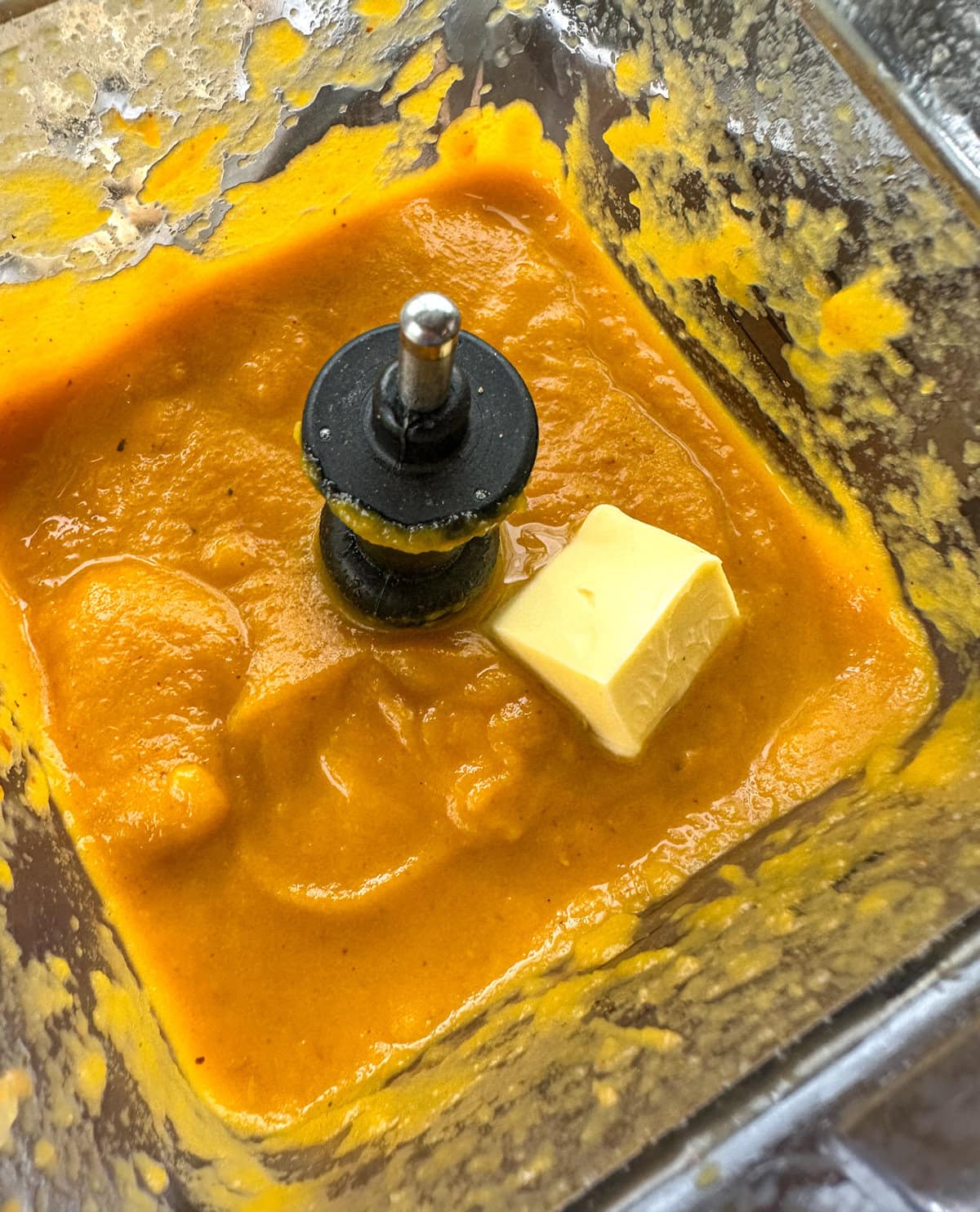 Blended carrot soup with a knob of butter 