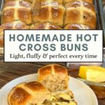 Soft and Fluffy Hot Cross Buns from Scratch (Bakery Style Recipe) Pinterest Pin