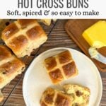The Best Homemade Hot Cross Buns (Soft, Spiced & Easy Recipe) Pinterest Pin