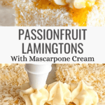 Passionfruit Lamingtons with a Mascarpone Cream Pinterest Pin