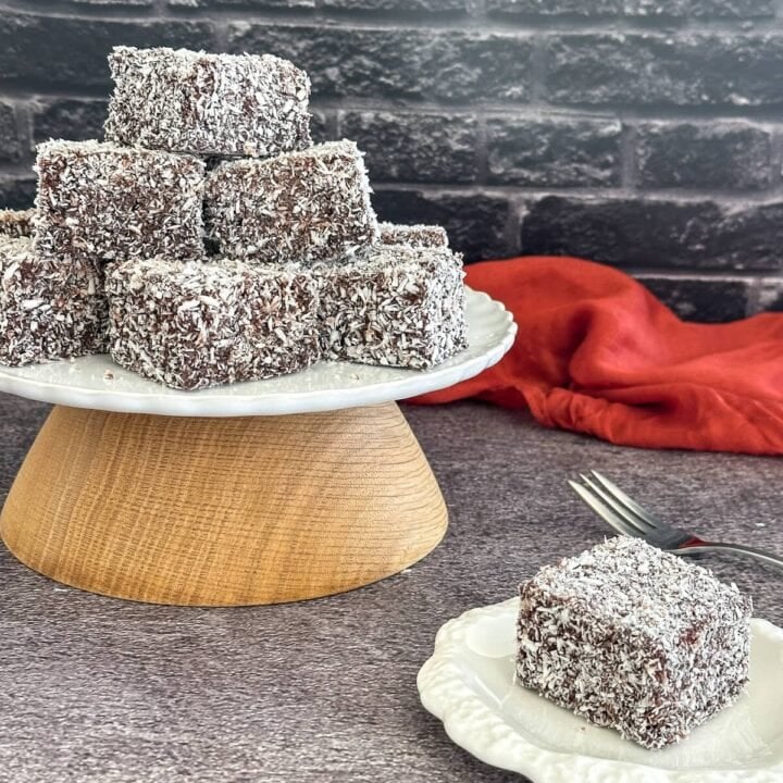 Chocolate Lamingtons made with homemade sponge