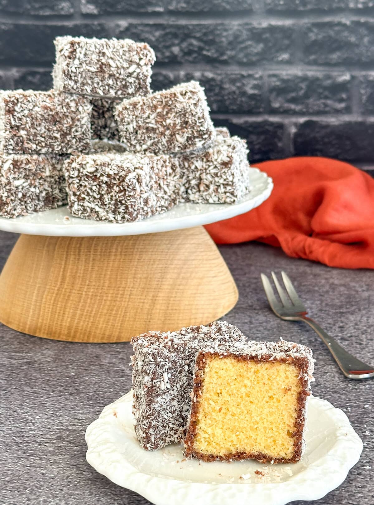 chocolate lamingtons made with chocolate syrup and homemade sponge