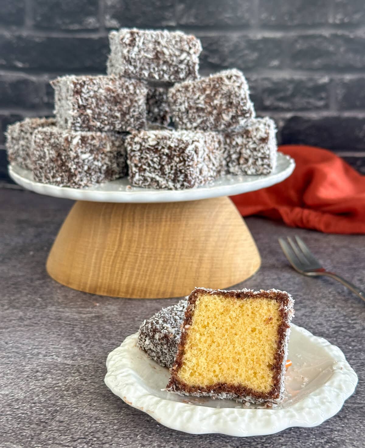 Freshly made chocolate lamingtons