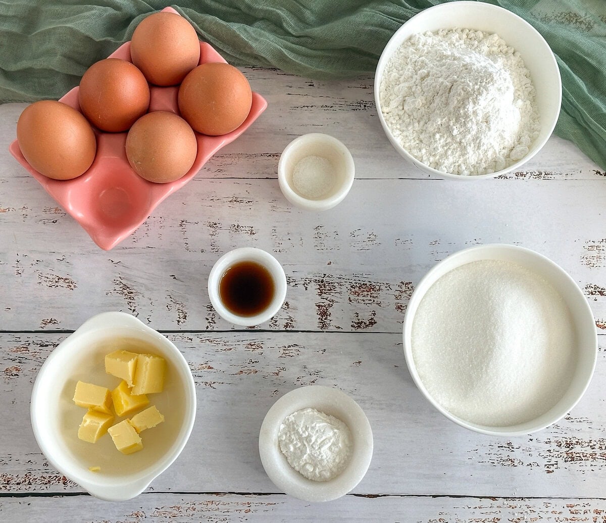 Ingredients used to make gluten-free sponge