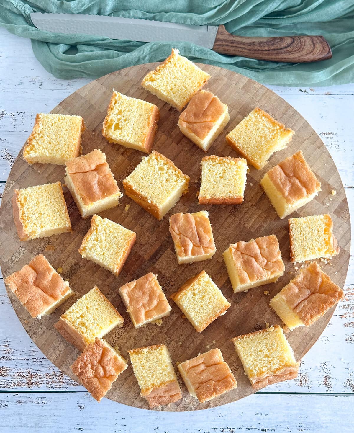 Cut pieces of gluten free sponge