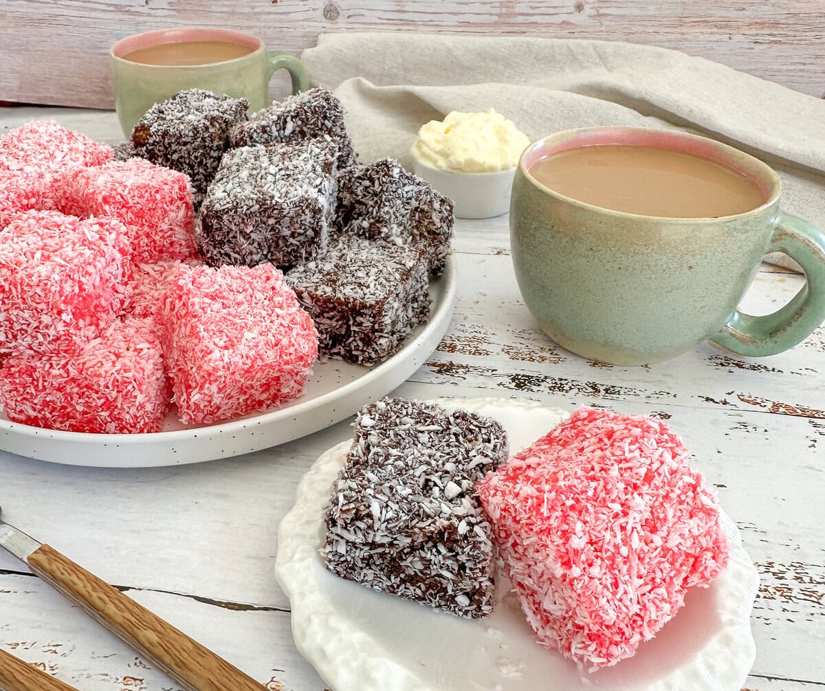 Lamingtons made with gluten-free sponge