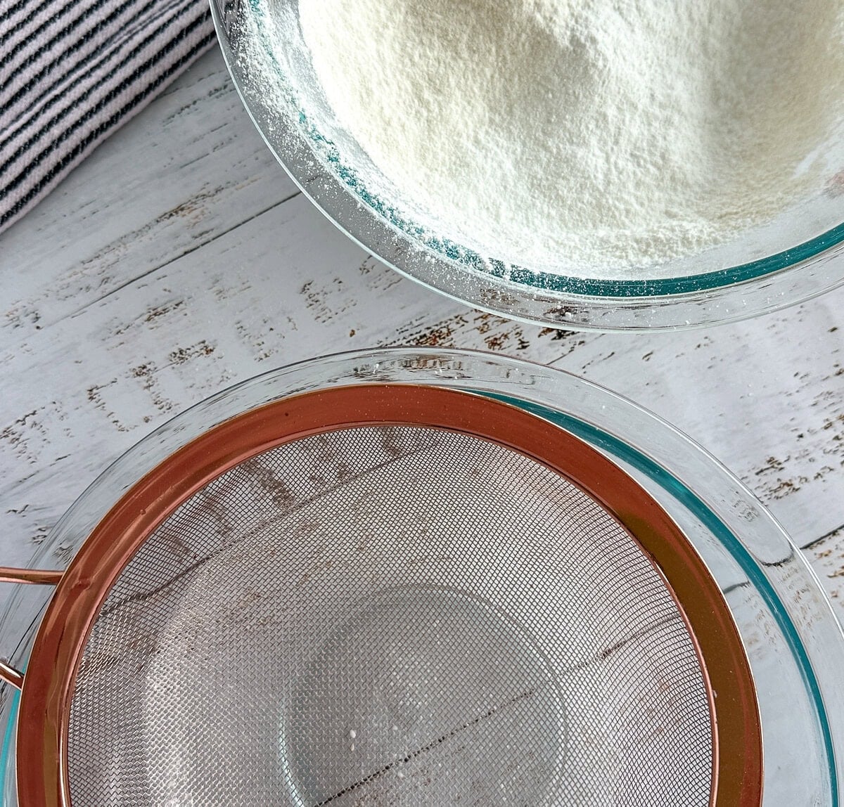 triple sifting dry ingredients for gluten free sponge