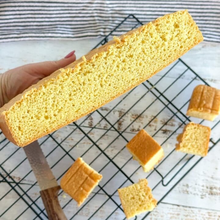 Cross section of a sponge made for lamingtons